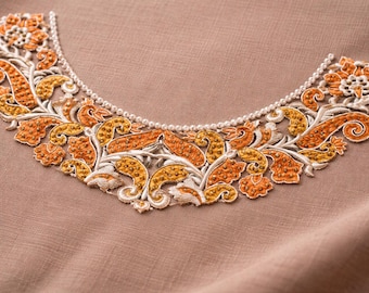 Neckline Floral Embroidery Design file – Machine Embroidery Pattern (Instant Download)