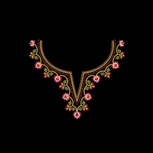 Small Neck Embroidery Design: Machine Embroidery Pattern for Blouse, Kurti (Instant Download)