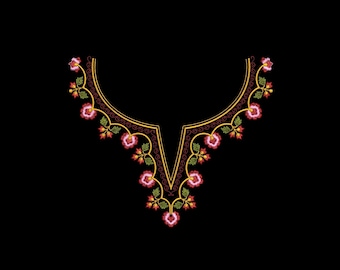 Small Neck Embroidery Design: Machine Embroidery Pattern for Blouse, Kurti (Instant Download)