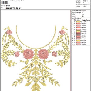 Hals Stickdatei - Sofortiger Download Stickmuster - Ausschnitt Stickerei für Bluse,Kurti,Kleid,Pullover,Hemden etc.-