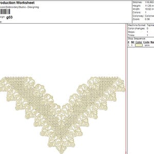 Hals Stickdatei - Sofortiger Download Stickmuster - Ausschnitt Stickerei für Bluse,Kurti,Kleid,Pullover,Hemden etc.-