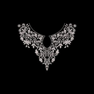 Floral Neckline Embroidery Design file – Machine Embroidery Pattern (Instant Download)