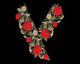 Neck Embroidery Design: unique Embroidery Pattern for Blouse, Kurti (Instant Download)