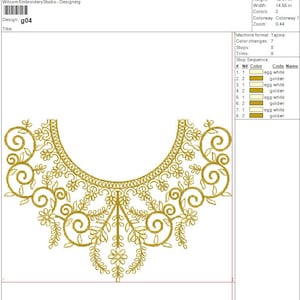 Hals Stickdatei - Sofortiger Download Stickmuster - Ausschnitt Stickerei für Bluse,Kurti,Kleid,Pullover,Hemden etc.-