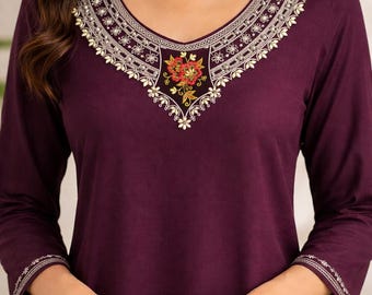 Neck Embroidery Design file – Floral Neckline Pattern (Instant Download)