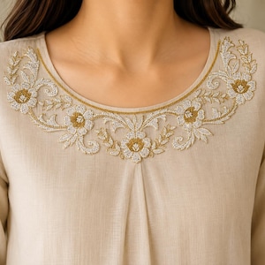 Floral Neckline Embroidery Design | Lace Collar Pattern | Kurti Neck Design Digital Download only