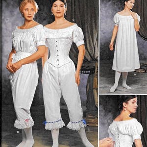 Simplicity 1139 Civil War Underwear Chemise Drawers Corset Historical Costume Sewing Pattern Size 6, 8, 10, 12 UNCUT