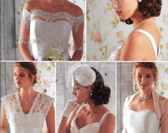 Simplicity 8364 Wedding Bridal Coverups Fascinator Hat Sewing Pattern UNCUT Size 6, 8, 10, 12, 14