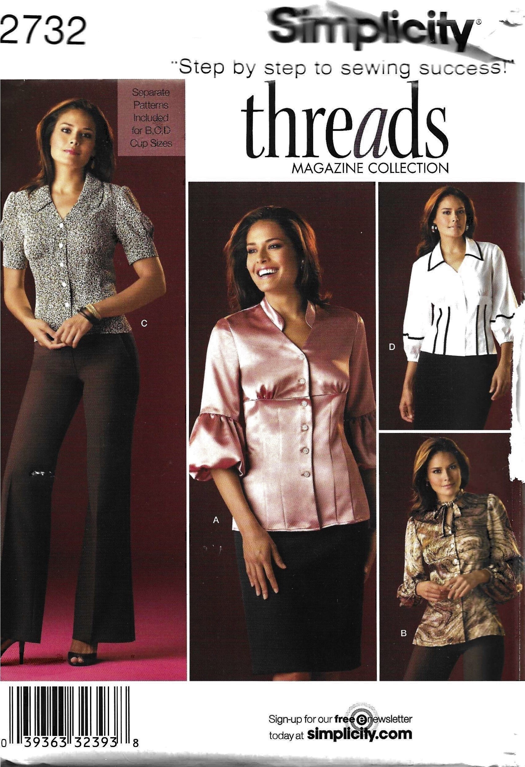 Simplicity 2732 Misses Blouse Sewing Pattern UNCUT Plus Size 16, 18, 20 ...