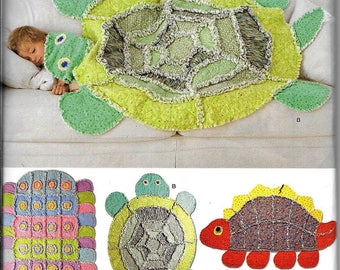 Simplicity 2493 RAG QUILT Rug Blanket Sewing Pattern Turtle Caterpillar Dinosaur Throw