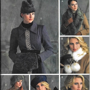 Vogue 8171 Misses Vintage Style Fut Hats, Collar, Chemisette, Gloves Sewing Pattern V8171 UNCUT