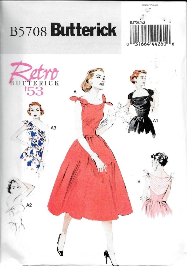 Butterick B5708 Retro 1950s Reissue Womens Rockabilly Dress Sewing Pattern UNCUT Sizes 6, 8, 10, 12 and 14 image 1