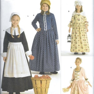 Simplicity 3725 Girls Pilgrim, Colonial, Puritan Costume Sewing Patterns Size 3, 4, 5, 6