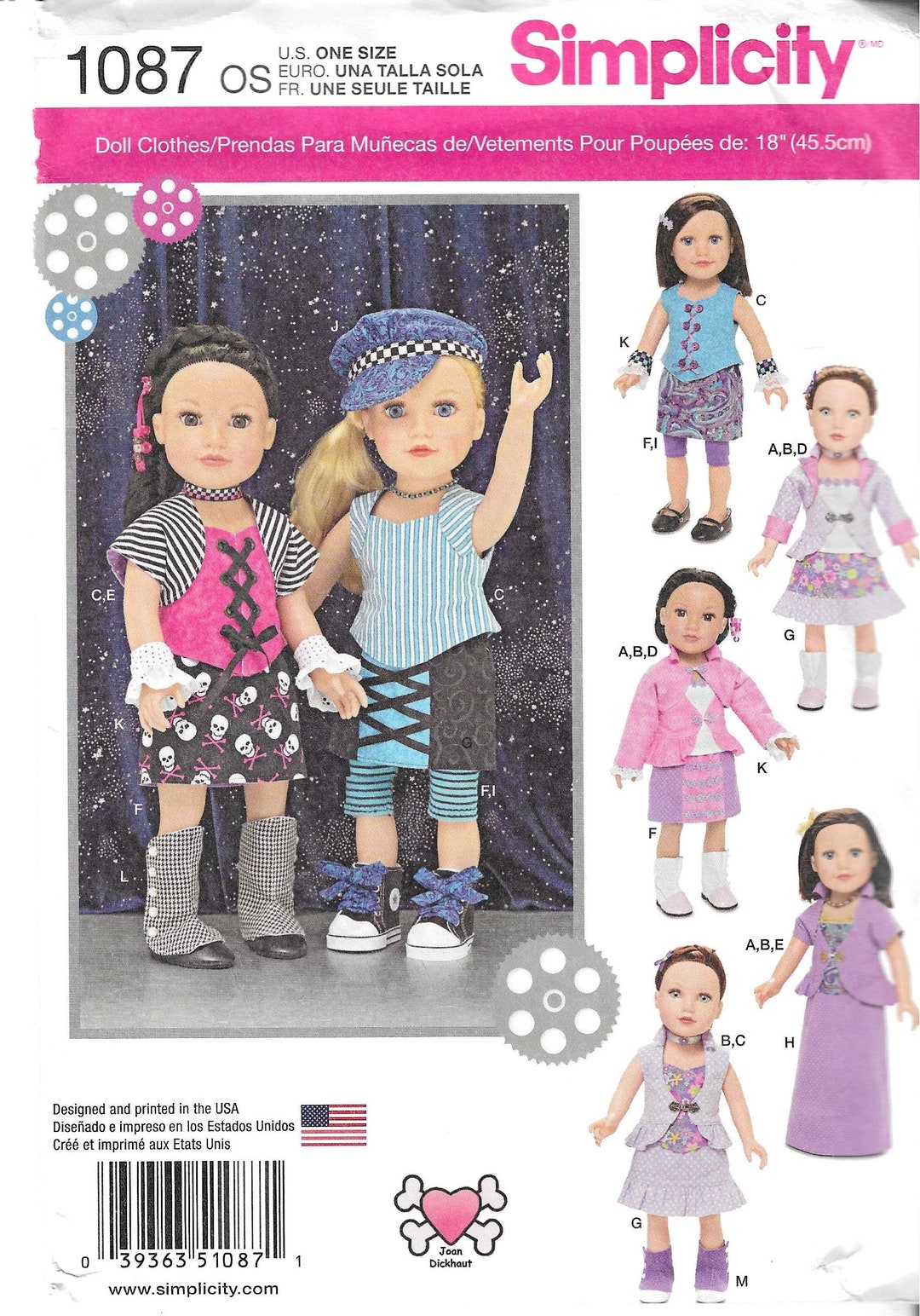Simplicity 2 Rocks Simplicity 1087 Doll Clothes Fit 18