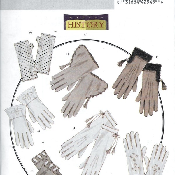 Butterick B5370 Glove Pattern 7 Styles Fingerless Steampunk Cosplay Gothic SASS Making History Costume