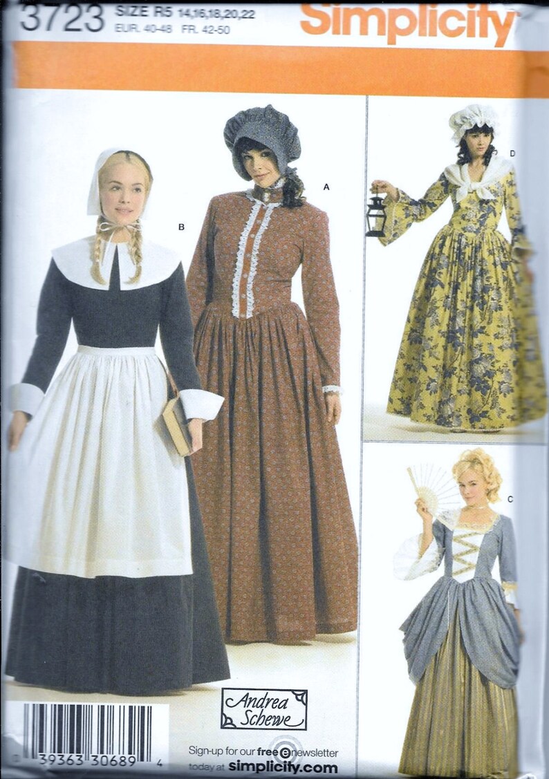 Simplicity Pattern 3723 Pilgrim Colonial French Pioneer Adult Costume ...