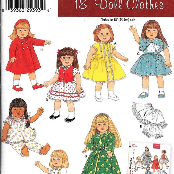 Simplicity 4347 Archives 1950s Wrights 18" American Girl Gotz Doll Clothes Sewing Pattern UNCUT Coat, Dress, Panties, Robe, Nightgown