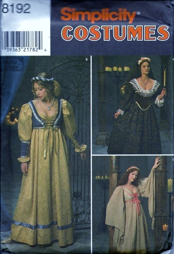 Misses' Dress Sewing Pattern for RenaissanceMedieval Simplicity 5582 size 12,14,16,18,20 UNCUT