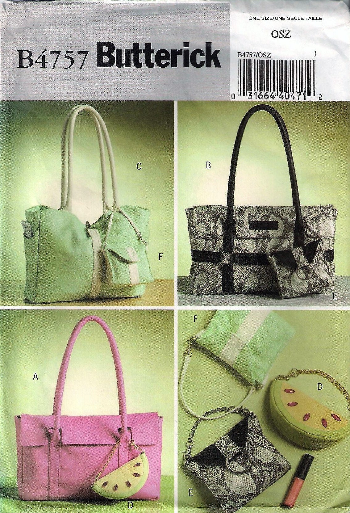 Butterick B4757 Purse Handbag Evening Bag Sewing Pattern 4757 | Etsy