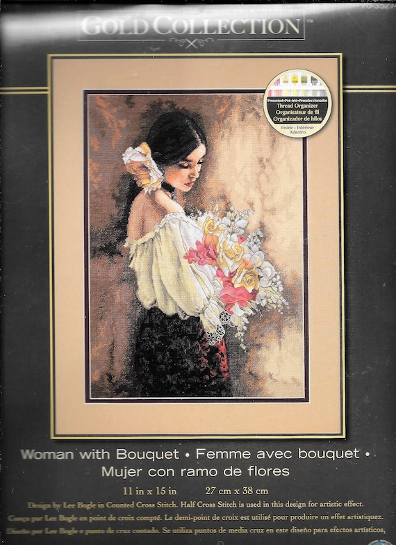 Dimensions Gold Collection Woman W//Bouquet Counted Cross Stitch Kit-11/"X15/" 18 C