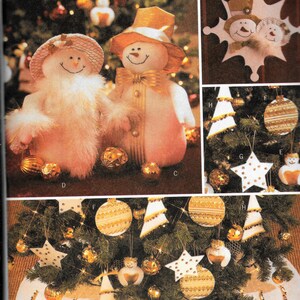 Butterick 3682 Snowman Frosty And Mrs Christmas Angels, Ornaments Tree Skirt Centerpiece Sewing Pattern UNCUT