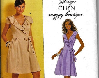 Butterick B5320 Suzi Chin Maggy Boutique Wrap Dress Sewing Pattern 5320 UNCUT Size 8, 10, 12, 14