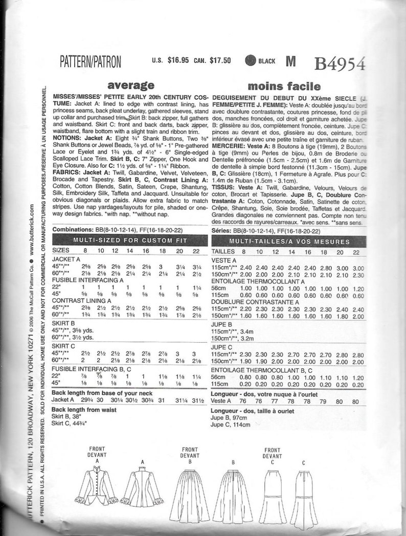 Butterick 4954 Edwardian, Marlborough, Gibson Girl, Steampunk traje vestido corsé patrón de costura sin cortar más tamaño 16, 18, 20 y 22 imagen 2