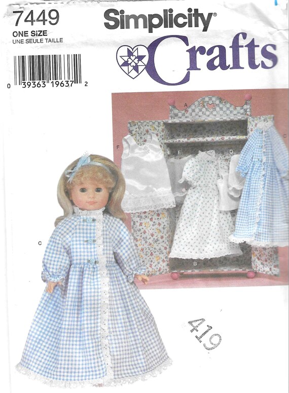 Simplicity 7449 Wardrobe and Clothes for 18 Doll Sewing - Etsy