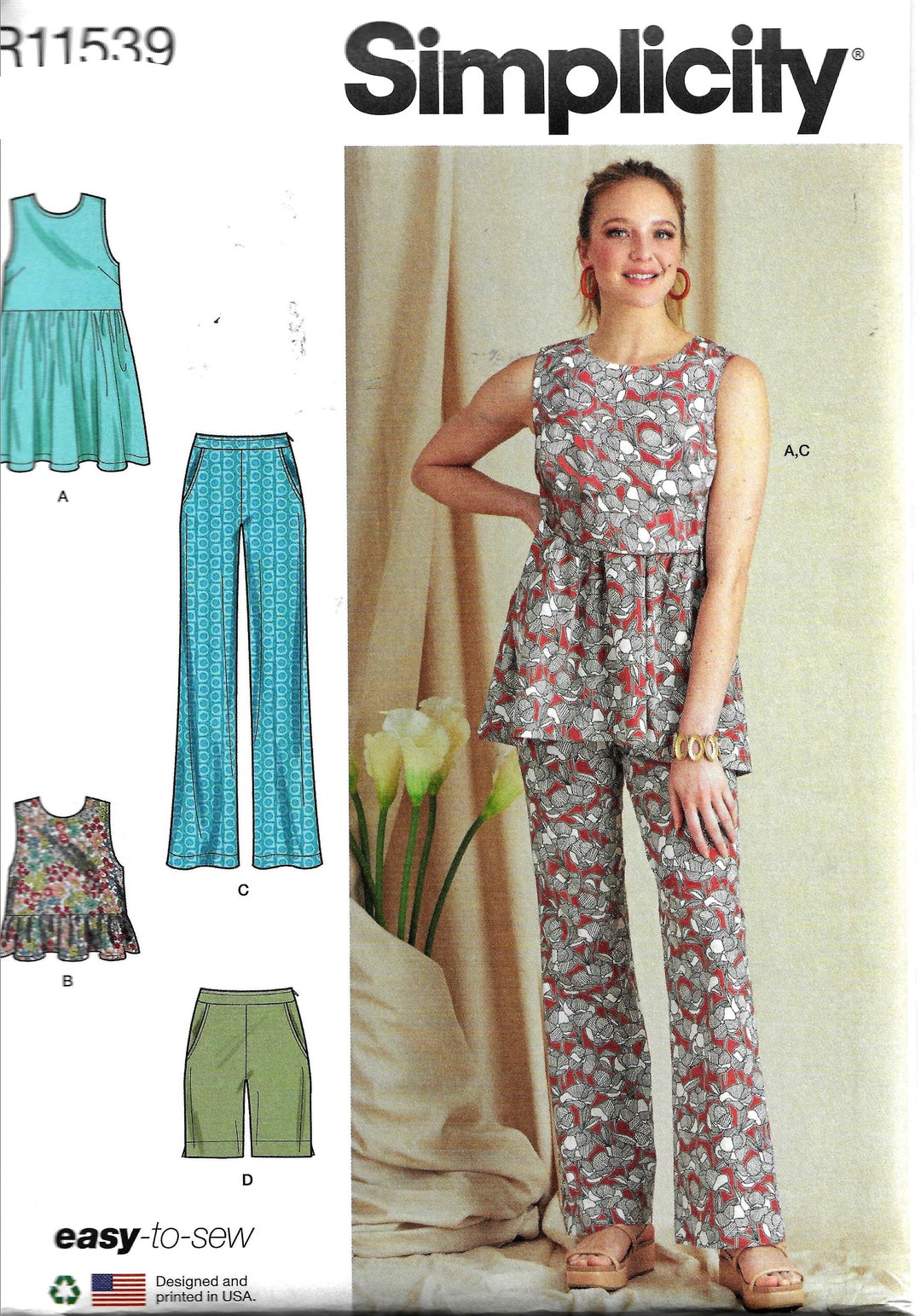 Simplicity R Simplicity R11539 Easy Misses Tunic, Cropped Top, Pants and Shorts ...