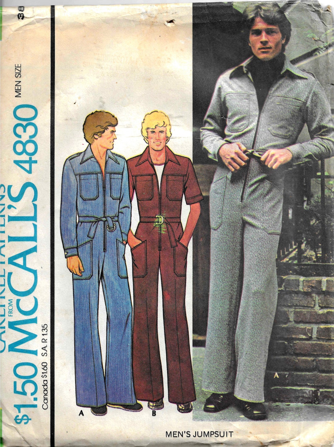 Vintage 1970s Mccall's 4830 Men's One Piece JUMPSUIT - Etsy