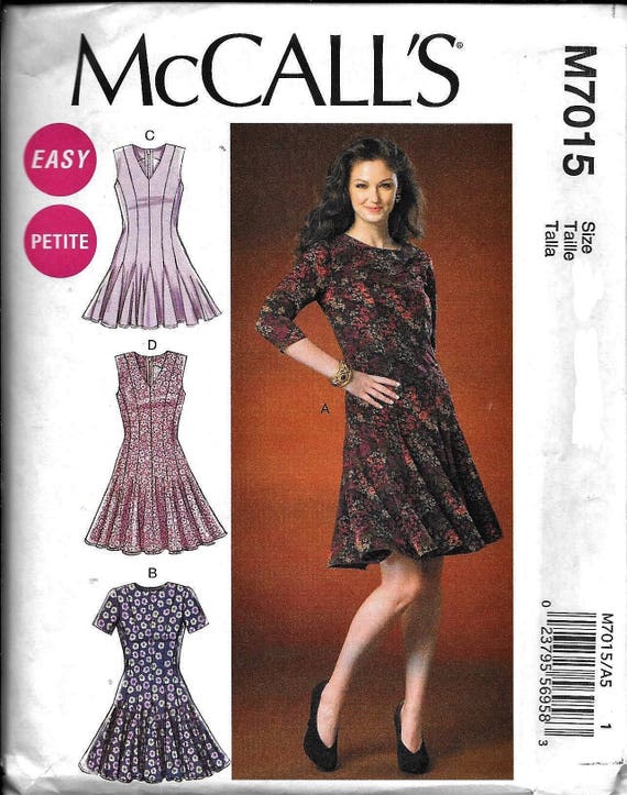 Mccall s M7015 Misses Flared Pleated Hem Dress Sewing Pattern 7015