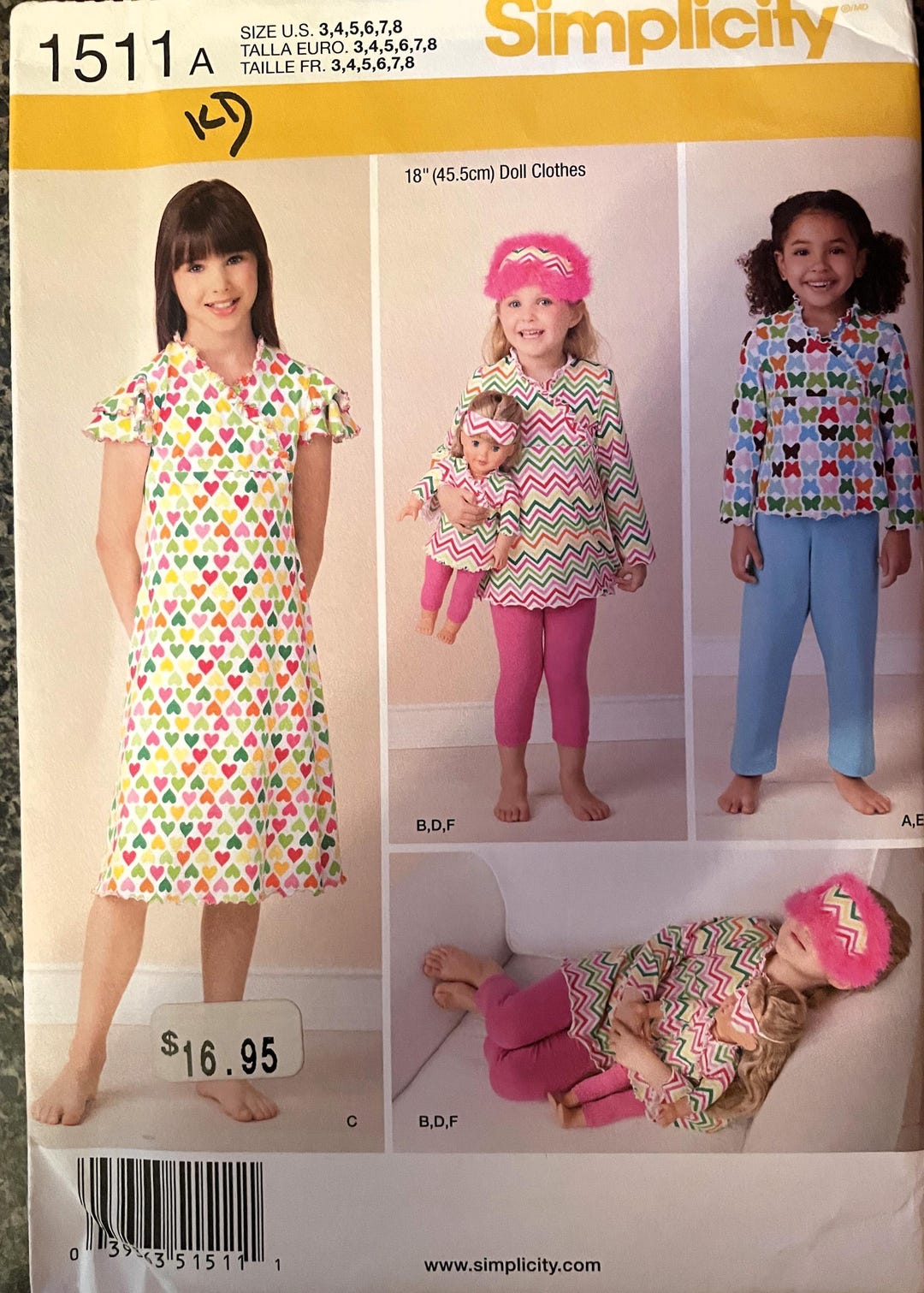 Simplicity 1511 Childs' Top Tunic Dress Pants & Matching Doll Clothes ...