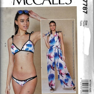McCall&#39;s M7787 Misses Skimpy Bikini & Halter Jumpsuit Coverup Sewing Pattern UNCUT Size 4, 6, 8, 10, 12