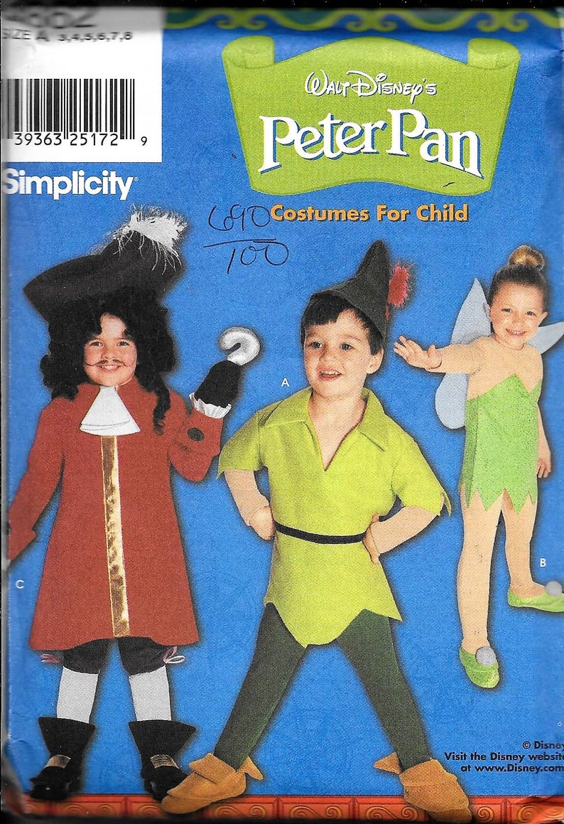 Disney 9862 Simplicity Peter Pan Tinkerbell Sewing Pattern image 0