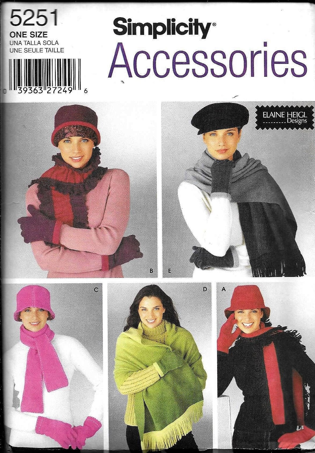 Simplicity 5251 Ladies Winter Accessories Shawl Hat Scarf - Etsy