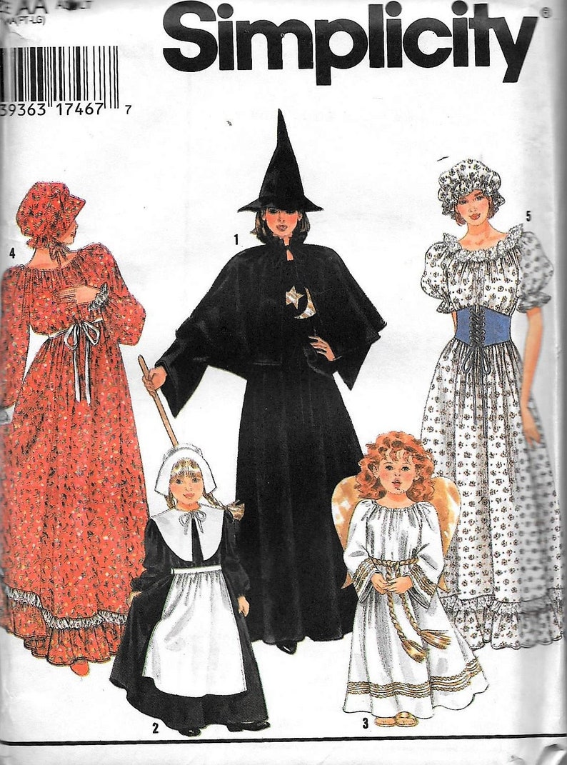 3723 Simplicity Sewing Pattern Misses Costume Dress Bonnet Apron Puritan Pilgrim