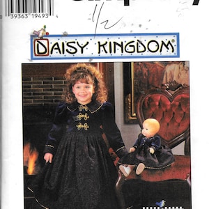 Simplicity 7348 Girls Daisy Kingdom Pinafore And Dress With Matching Doll Clothes Sewing Pattern Size 8, 10, 12, 14