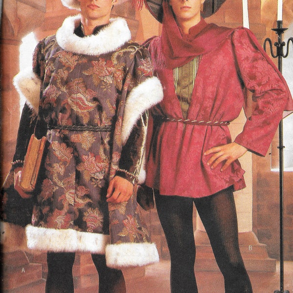 Butterick 6750 Men's Medieval Renaissance Tudor Costume Shirt, Tunic, Hat, Boots And Spats Sewing Pattern UNCUT Size XS, S, M, L