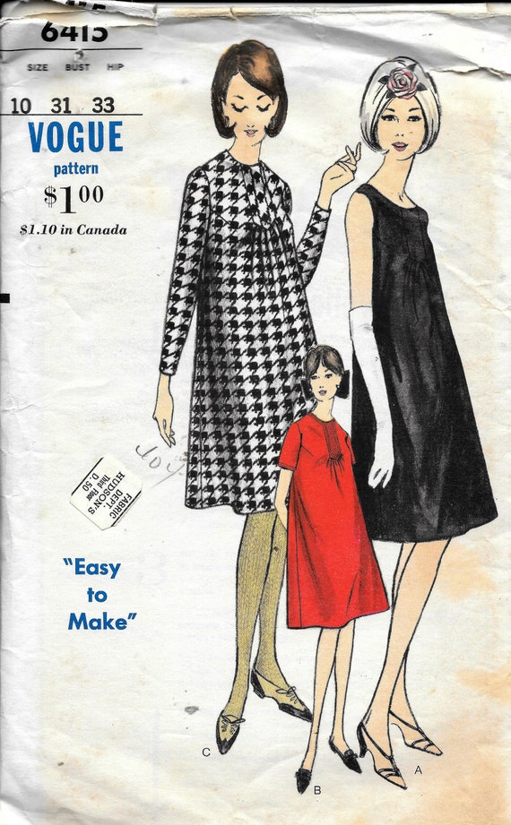 Vintage 1960s Vogue 6415 Maternity 