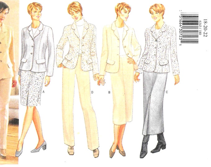 Butterick 6343 Misses Jacket, Skirt and Pants Sewing Pattern UNCUT Plus ...