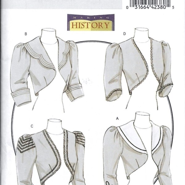 B5232 Butterick Misses Victorian Jacket Shrug Historical Costume Sewing Pattern Making History Historical Size 6, 8, 10 and 12 UNCUT