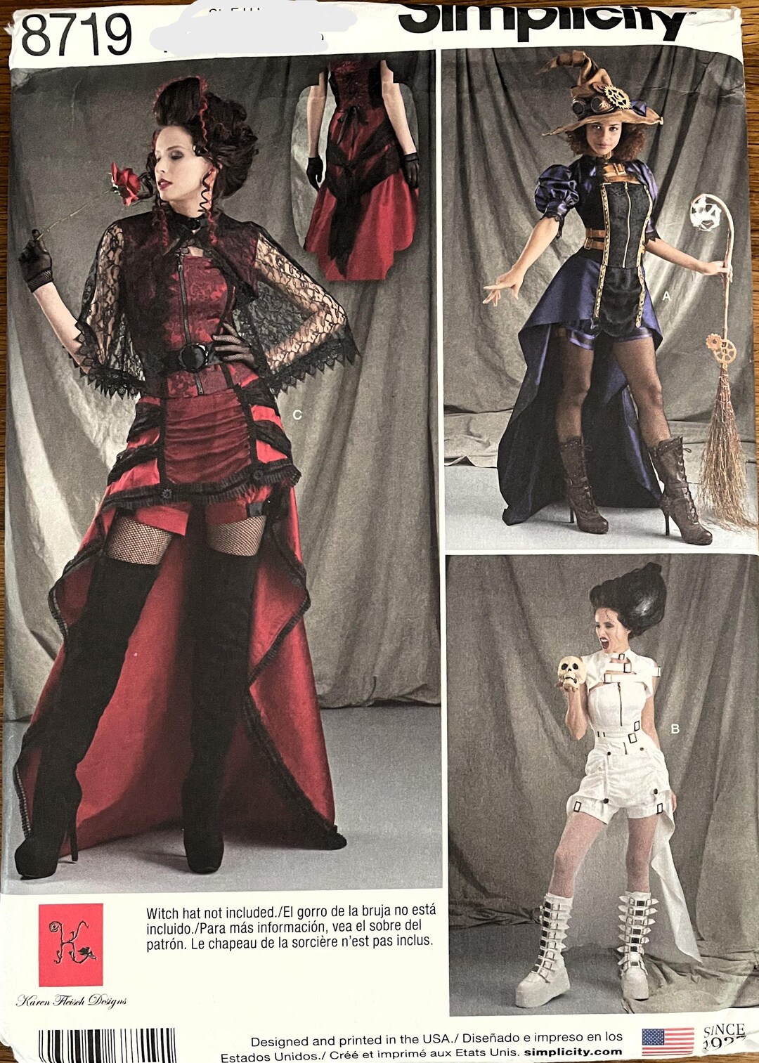 Simplicity 8719 Steampunk Witch Costume Sewing Pattern Plus Size 14-24 ...