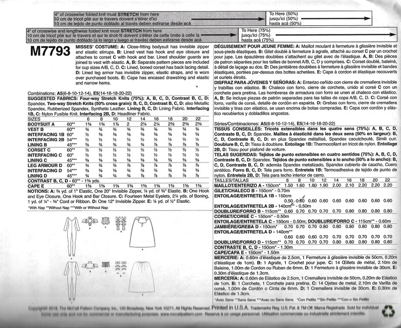 Mccalls M7793/MP709 Yaya Han Cosplay Halloween Bodysuit Cape Costume