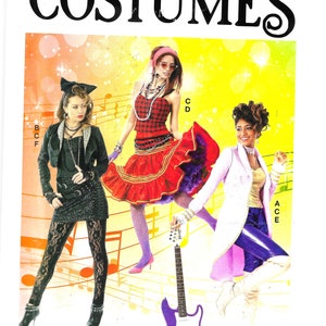 McCall&#39;s R11198/M8224 Costumes 80s Pop Icon Tiered or Tube Skirt, Jacket, Corset Sewing Pattern UNCUT Size 6, 8, 10, 12, 14