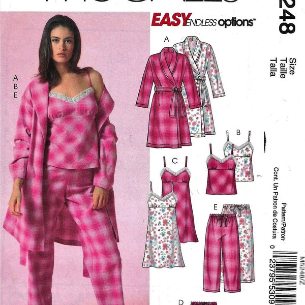 McCall's M5248 Misses Robe, Belt, Top, Nightgown, Shorts And Pants Sewing Pattern UNCUT Size Large And X-Large