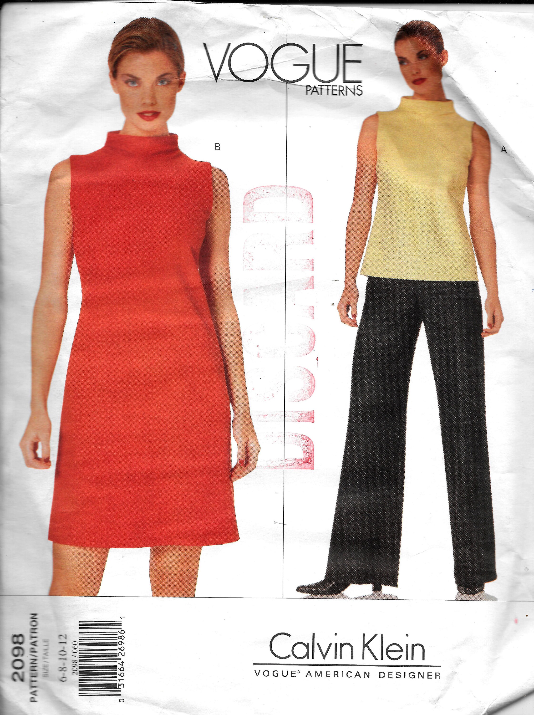 Vogue 2098 Calvin Klein Deisgner A-line Dress Top and Pants - Etsy Finland