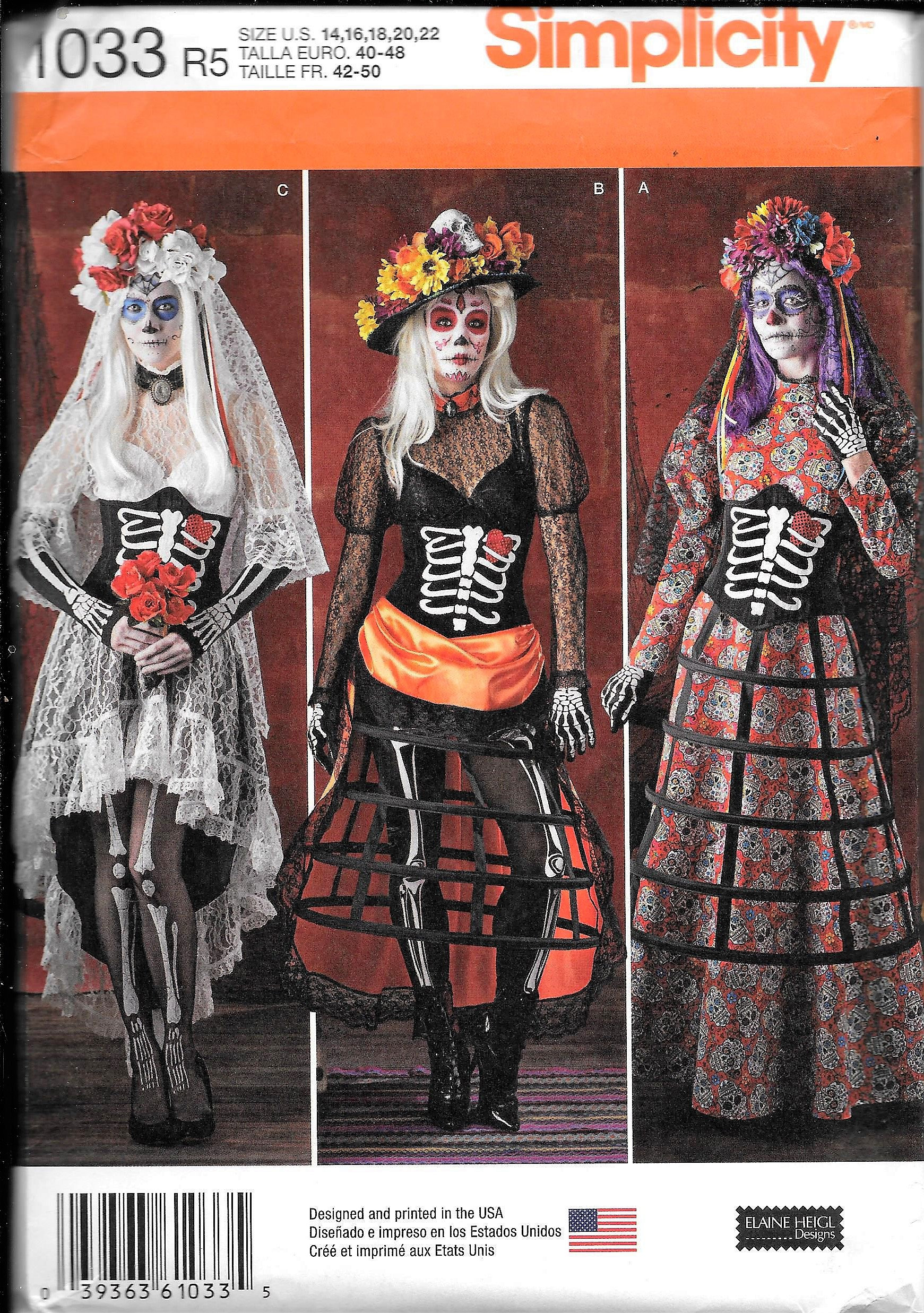 Simplicity 1033 Day of the Dead Gothic Corpse Bride Cosplay