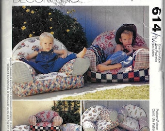 McCALL&#39;S 9665/614 Home Decorating CHAIRS Kids Childrens Pillow Sewing Pattern OOP Uncut