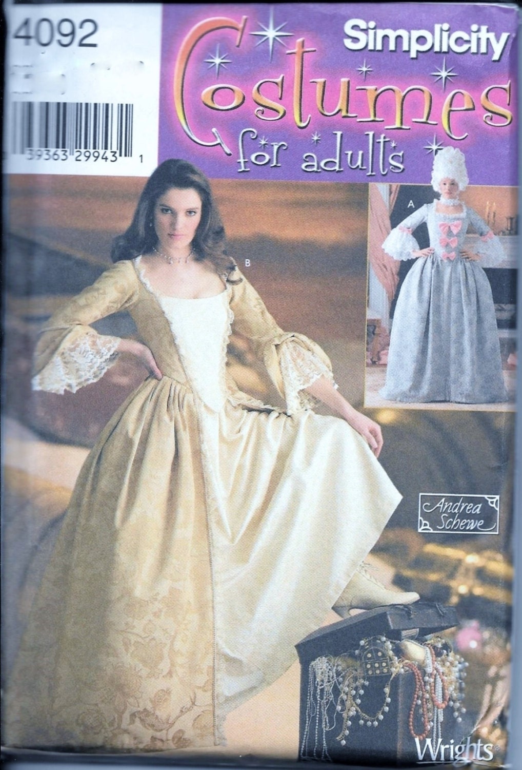 Simplicity 4092 SEWING PATTERN Marie Antoinette French 18th