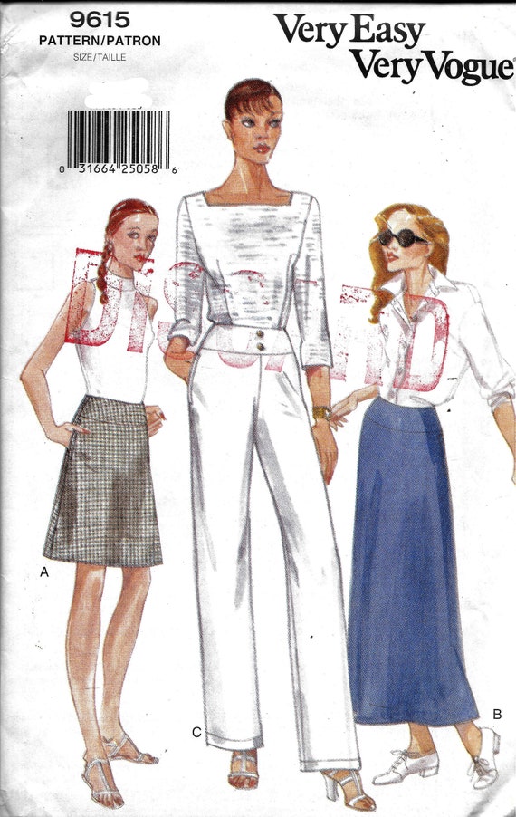 Vogue 9615 Very Easy Skirt and Pants Sewing Pattern UNCUT Size - Main Image